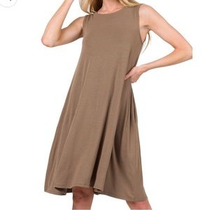 Pocket Swing Dress - color is Eggplant